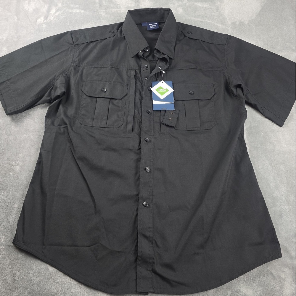 Proper Tactical Shirt Black Men's US Size L NWT Ripstop Full-Zip Button
